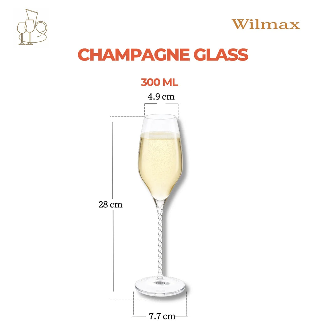 Wilmax Champagnerflöte 300 ml 2er-Set Transparent aus Wilmax Crystalline-Serie