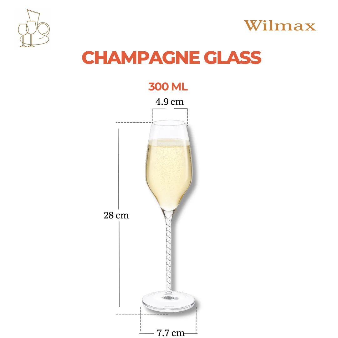 Wilmax Champagnerflöte 300 ml 2er-Set Transparent aus Wilmax Crystalline-Serie