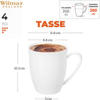 Wilmax Tasse 380 ml 4er-Set Weiß aus Porzellan