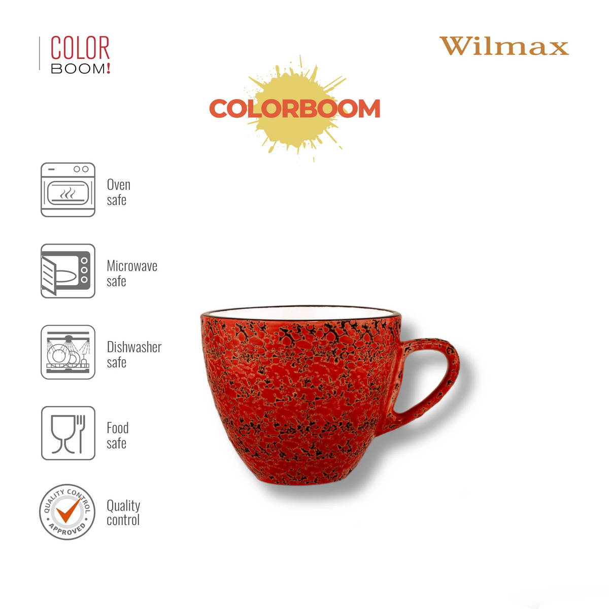 Wilmax Tasse 300 ml Rot aus Porzellan