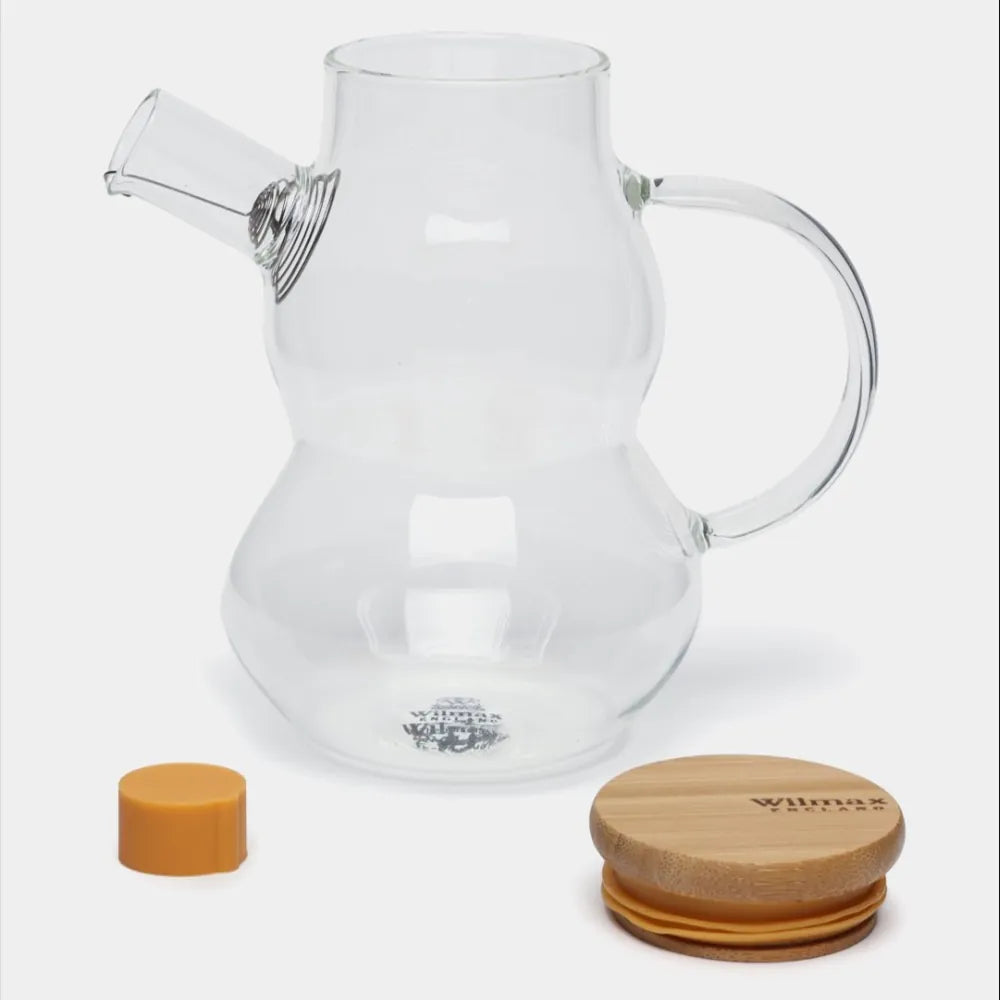 Wilmax Ölflasche 450 ml mit Ausgießer und Filter Transparent aus Glas