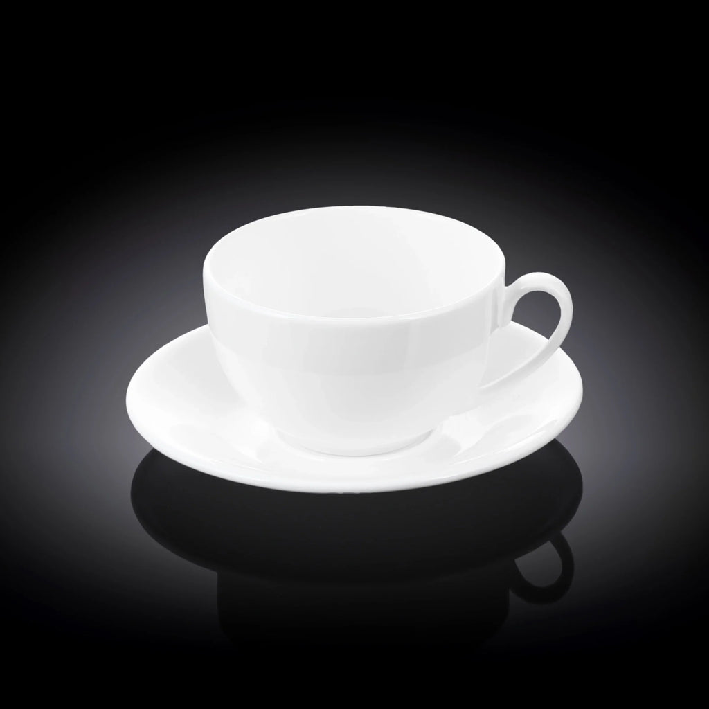 Wilmax Tasse mit Untertasse 250 ml Weiß aus Porzellan