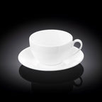 Wilmax Tasse mit Untertasse 250 ml Weiß aus Porzellan