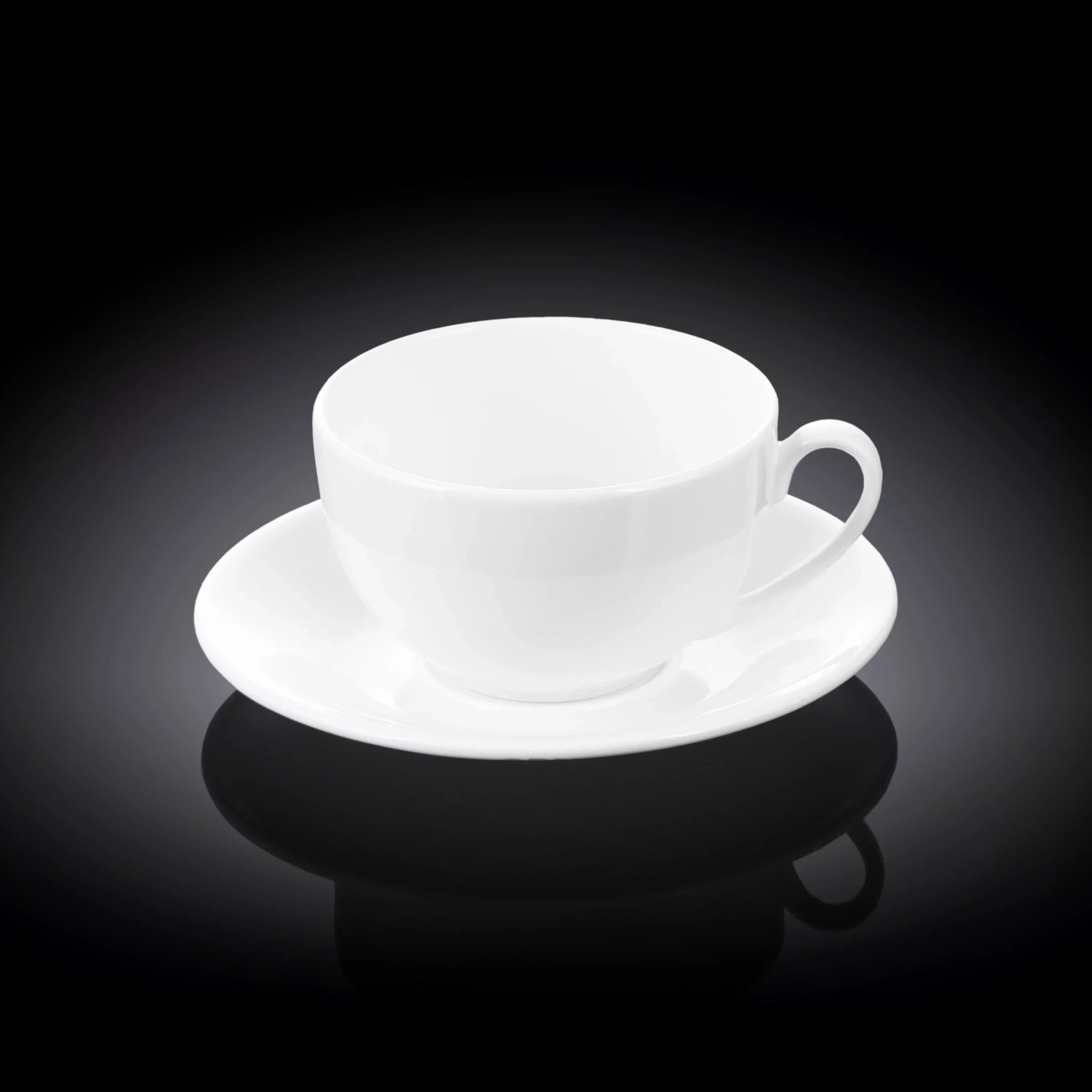 Wilmax Tasse mit Untertasse 250 ml Weiß aus Porzellan