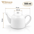 Wilmax Kaffee- und Teekanne mit integriertem Ausgusssieb 500 ml Weiß aus Porzellan