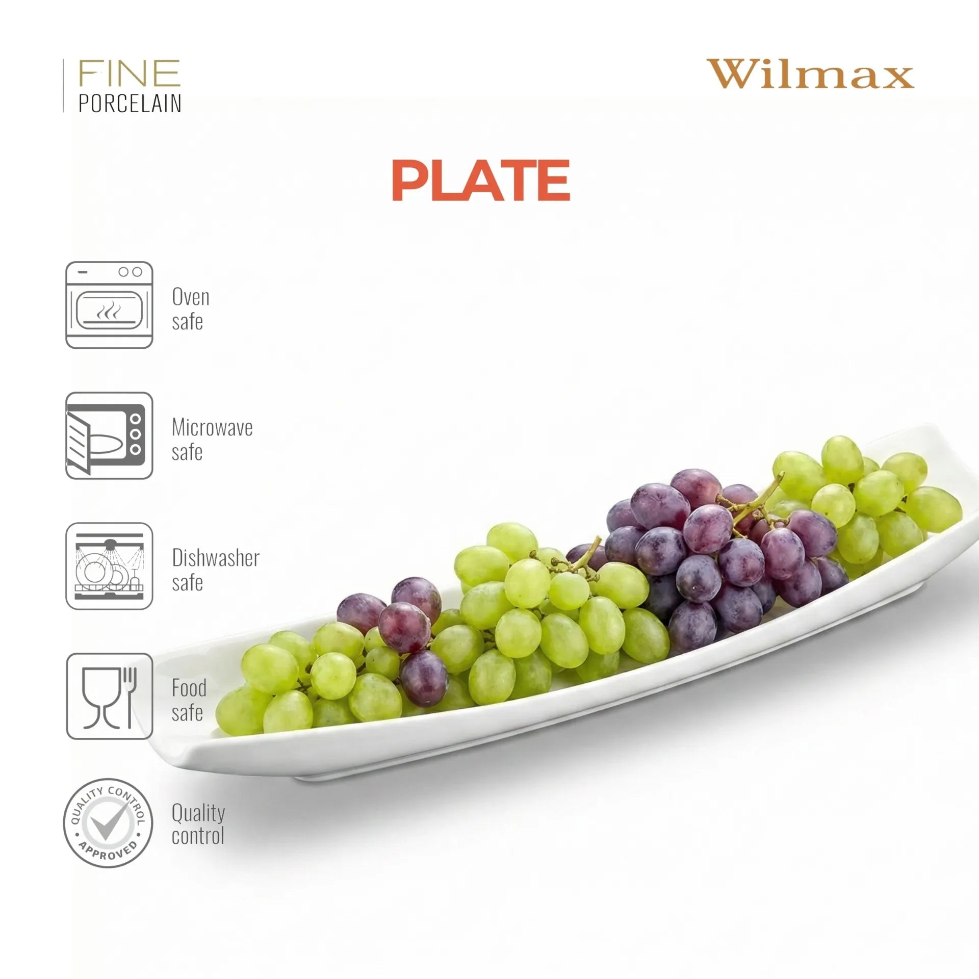 Wilmax Servierplatte 40,6 × 12,7 cm Weiß aus Porzellan
