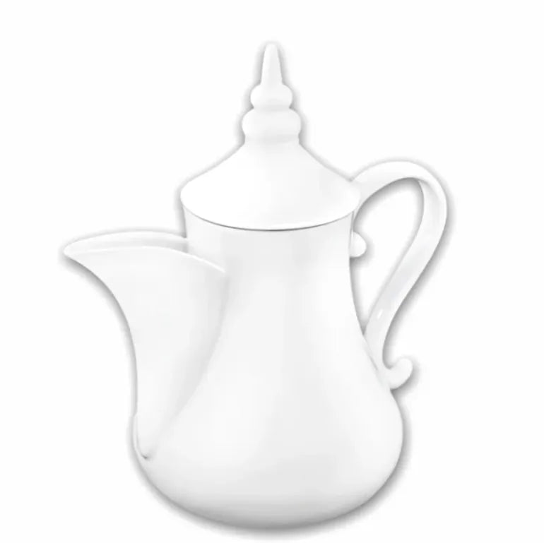 Wilmax Arabische Kaffee- und Teekanne mit integriertem Ausgusssieb 1000 ml Weiß aus Porzellan