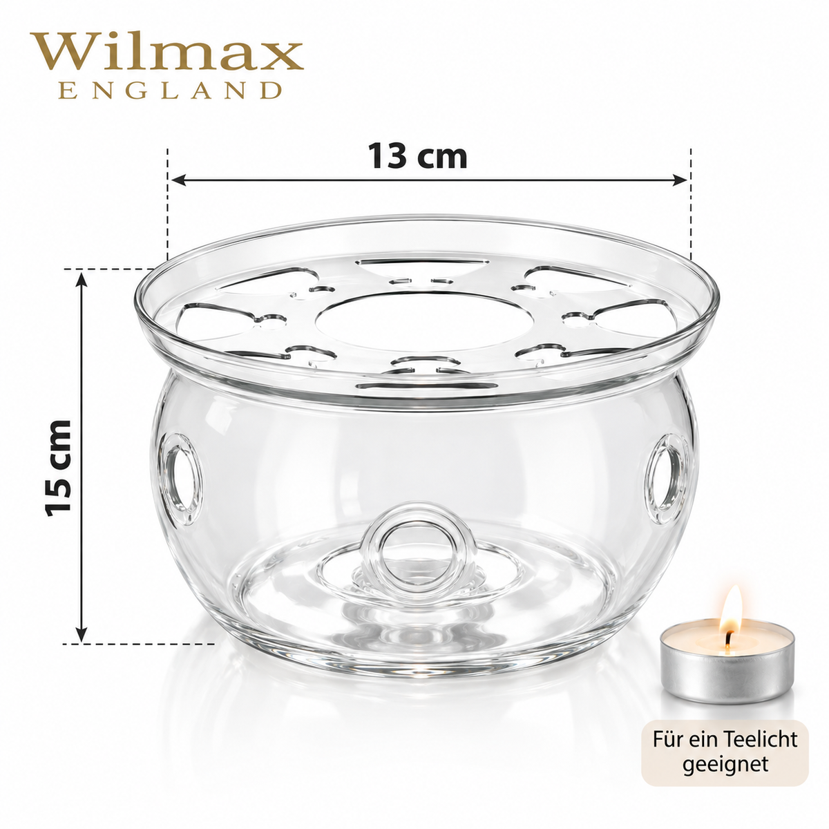 Wilmax Stövchen für Teekannen Transparent aus Glas