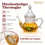 Wilmax Teekanne 850 ml Transparent aus Thermoglas Moroccan Style
