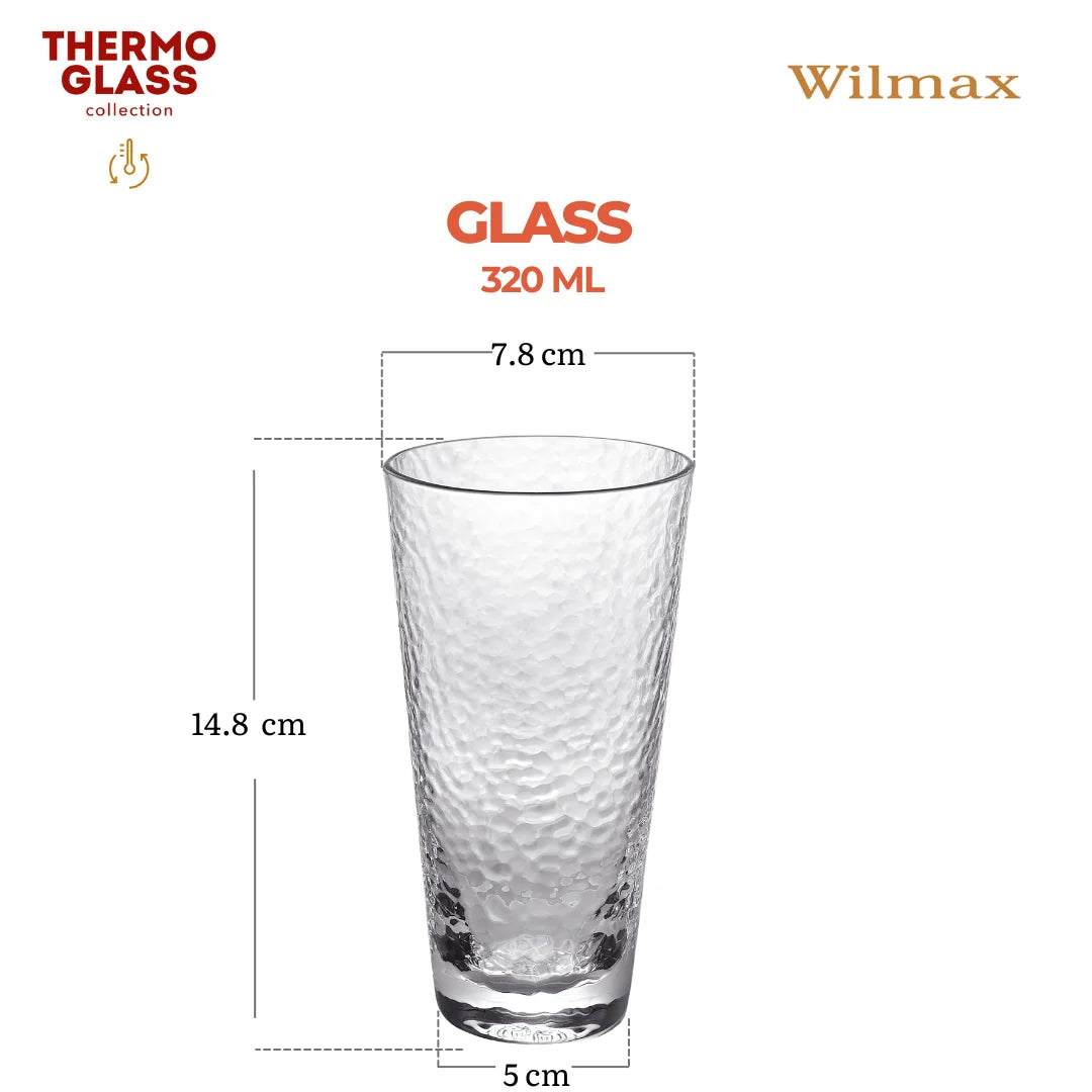 Wilmax Gehämmertes Glas  320 ml Transparent aus Borosilikatglas