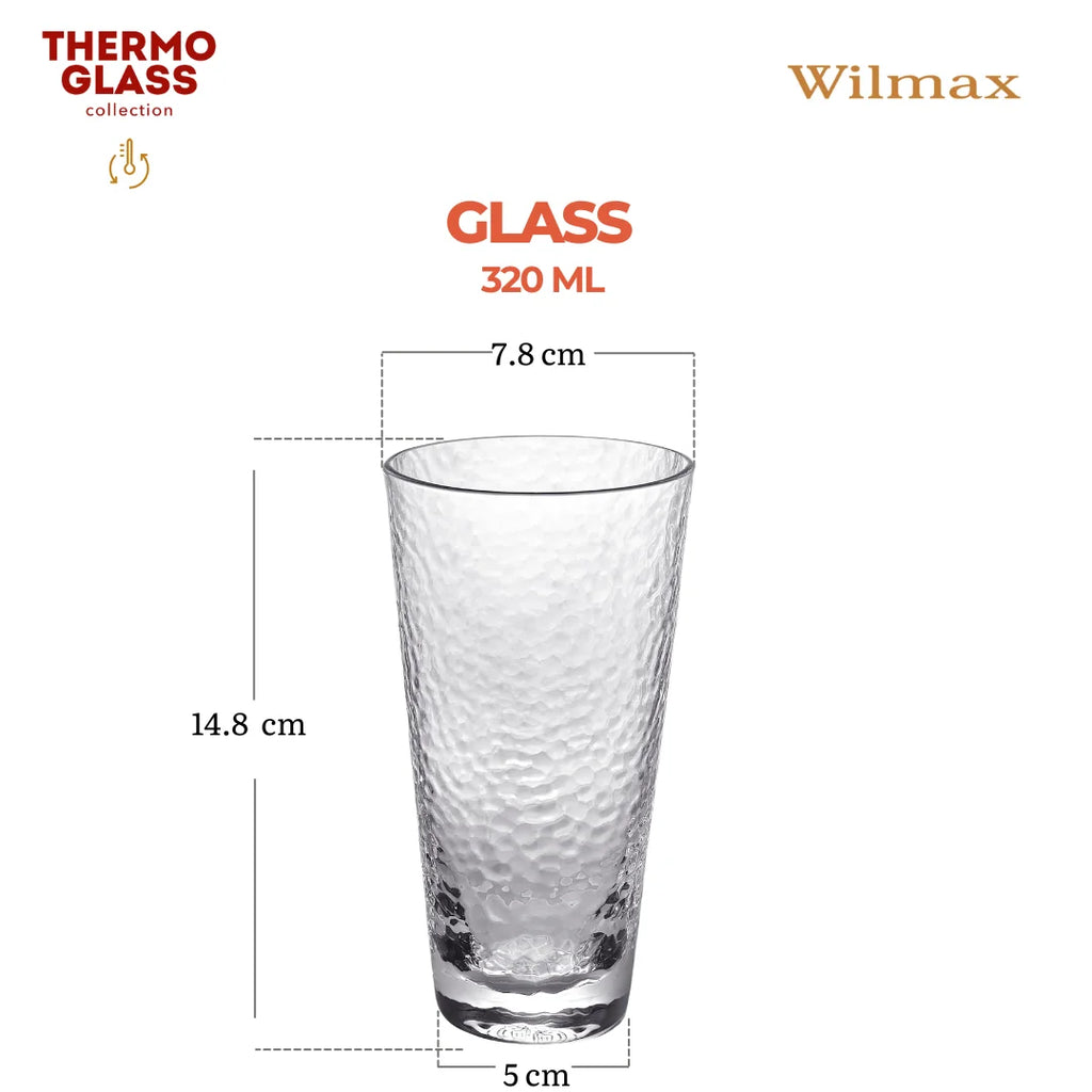 Wilmax Gehämmertes Glas  320 ml Transparent aus Borosilikatglas