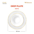 Wilmax Tiefer Teller 22,5 cm Weiß Porzellan mit Goldrand WL-880102303/A