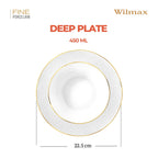 Wilmax Tiefer Teller 22,5 cm Weiß mit Goldrand aus Porzellan