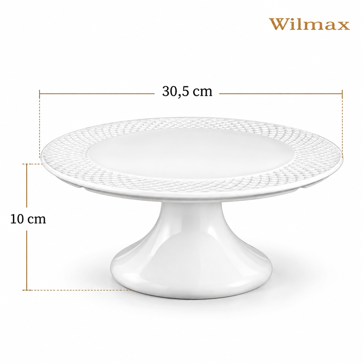 Wilmax Tortenständer 30,5 × 10 cm Weiß aus Porzellan