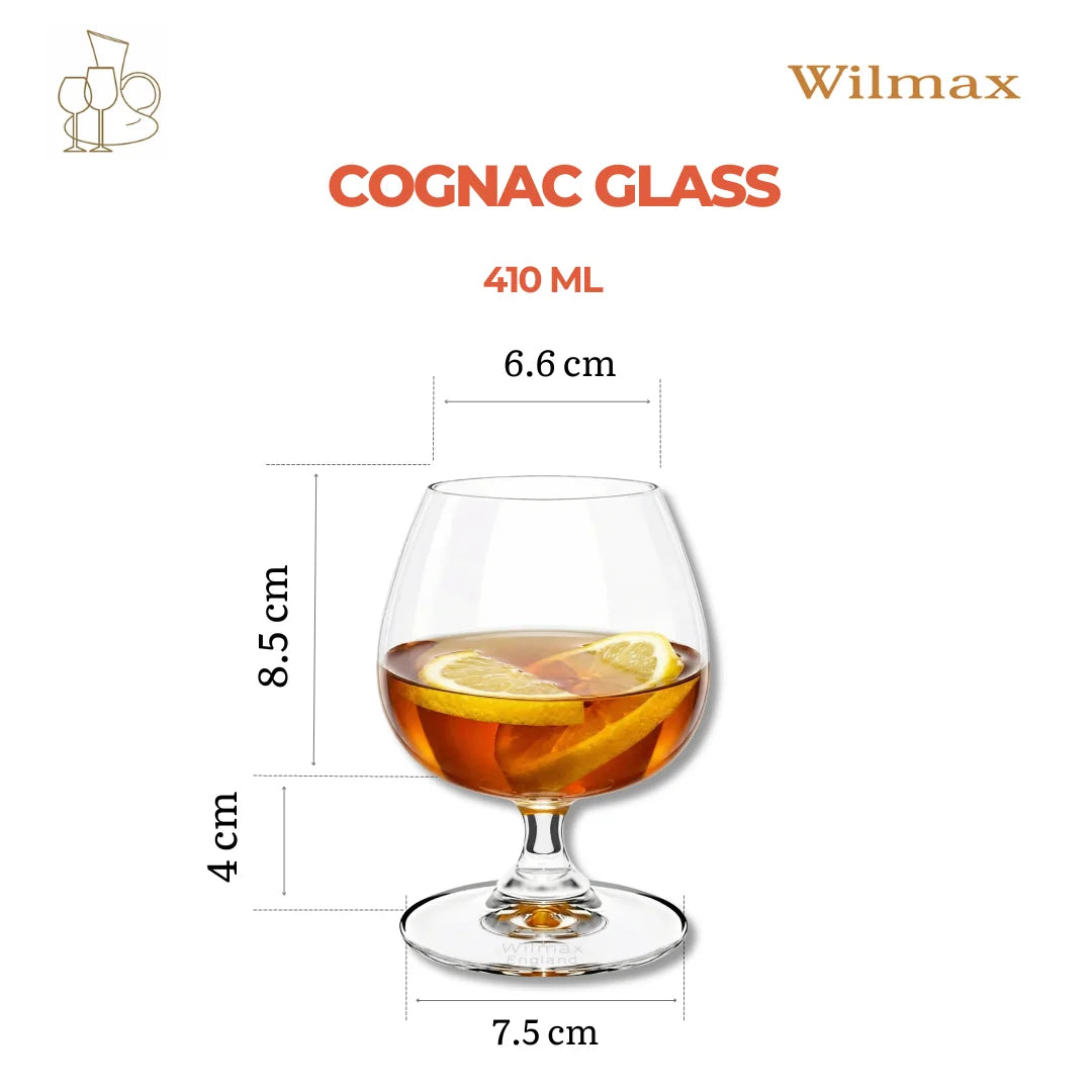 Wilmax Cognacglas 410 ml 6er-Set Transparent aus Wilmax Crystalline-Serie