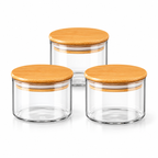 Wilmax Vorratsglas 400 ml mit Bambusdeckel 3er-Set Transparent