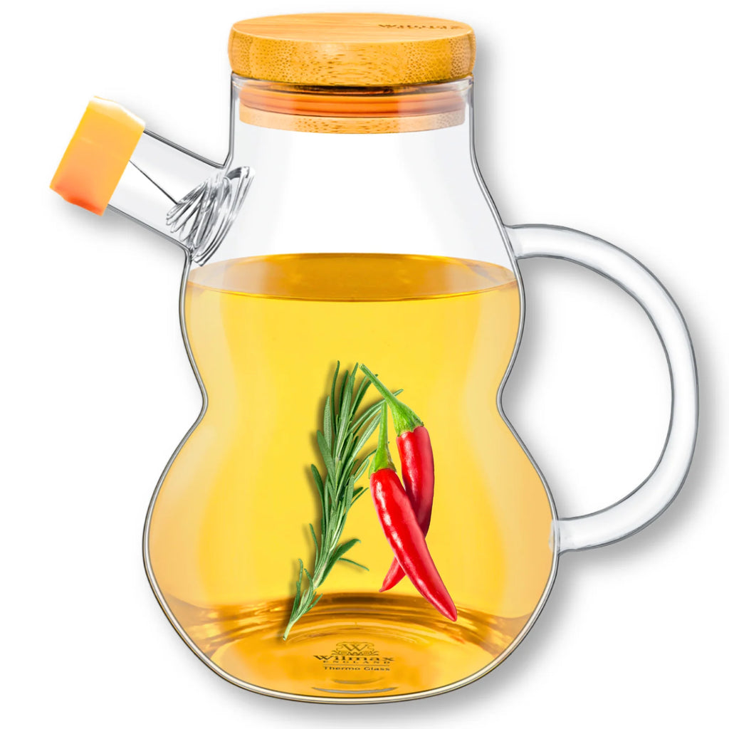 Wilmax Ölflasche 450 ml mit Ausgießer und Filter Transparent aus Glas