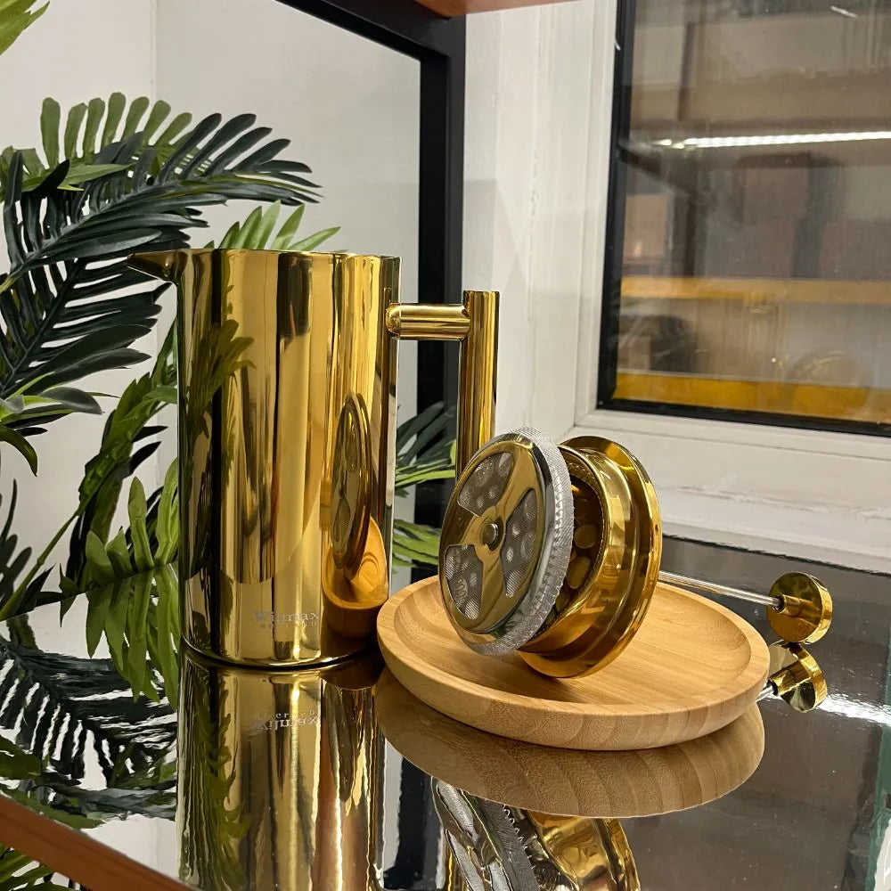 Wilmax Doppelwandige French Press 1000 ml Gold aus Edelstahl