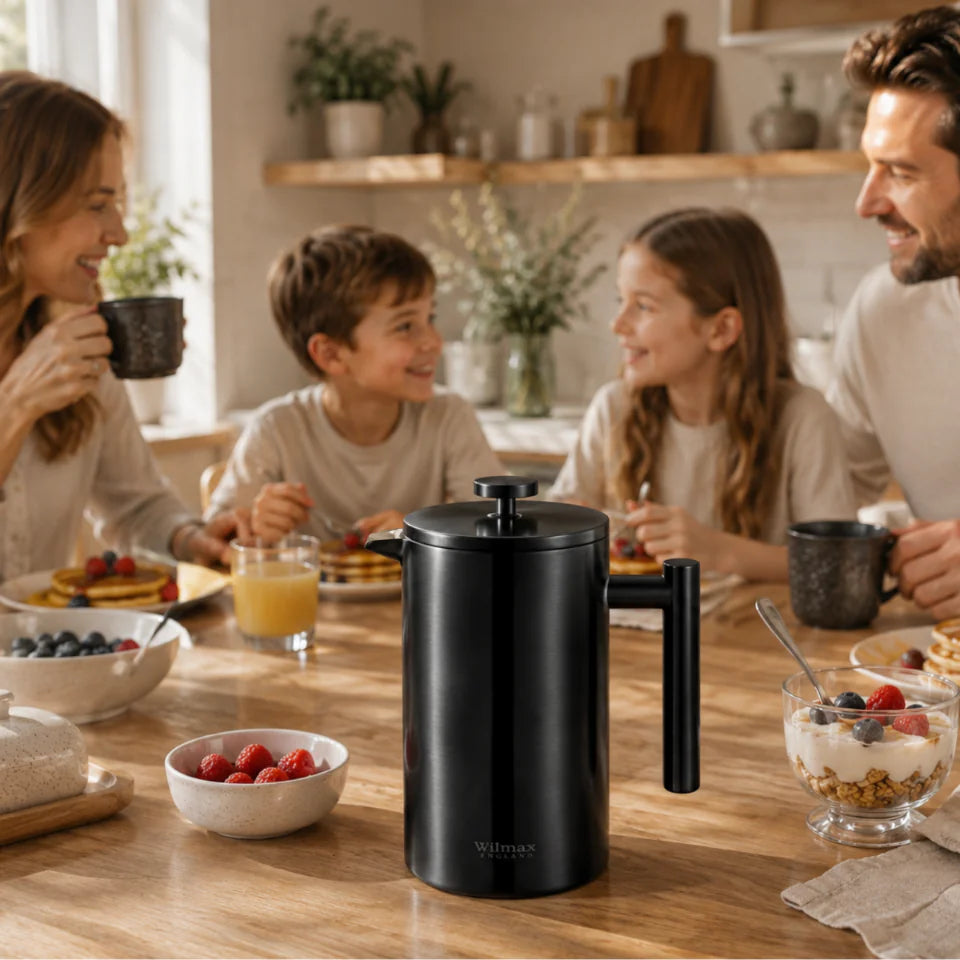 Wilmax French Press 1000 ml aus Edelstahl