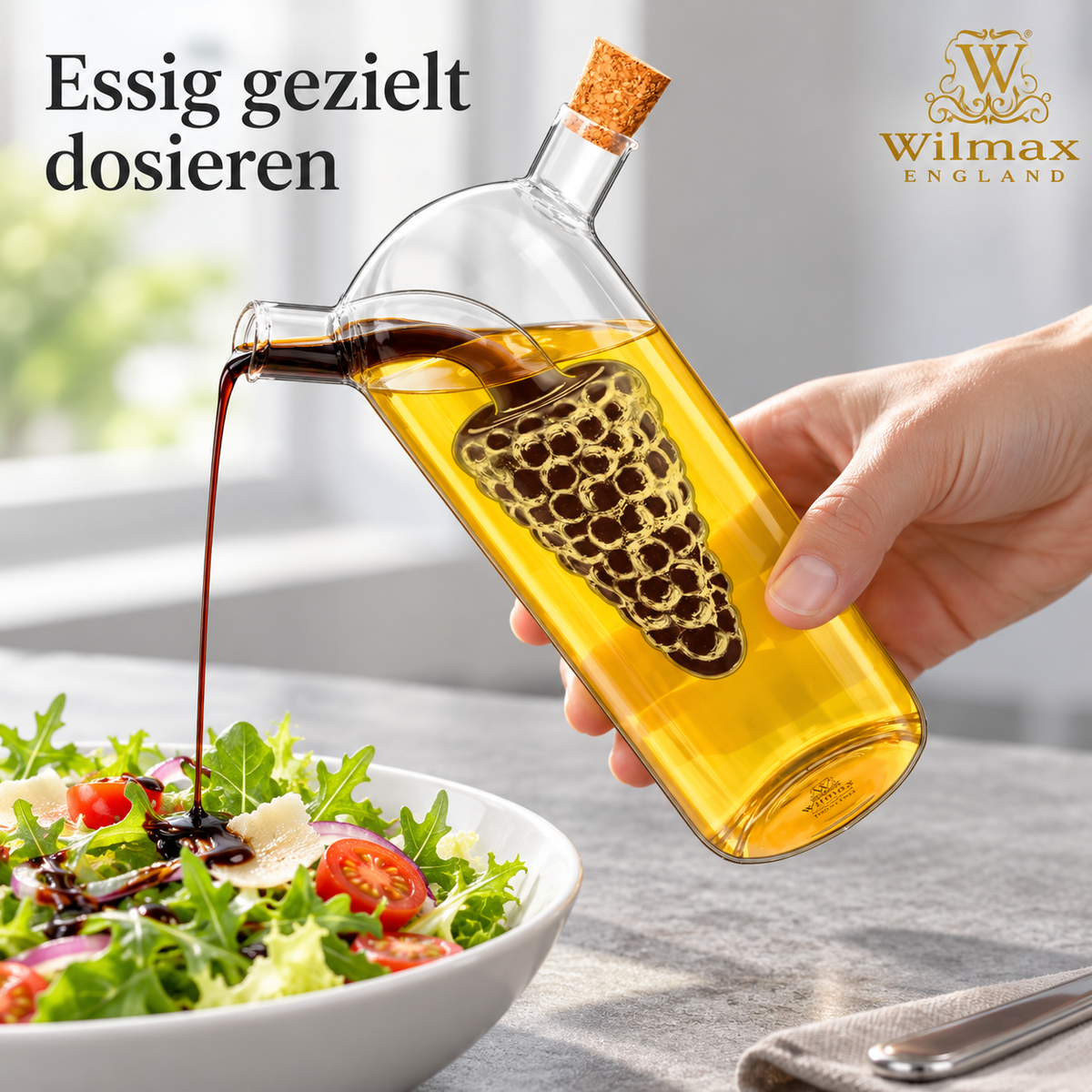 Wilmax Öl- und Essigflasche 250/50 ml Transparent aus Glas