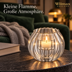 Wilmax Teelichthalter für 1 Teelicht 12 × 10 cm Transparent aus Glas