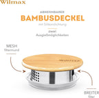 Wilmax Krug 1500 ml mit Bambusdeckel Transparent aus Thermoglas