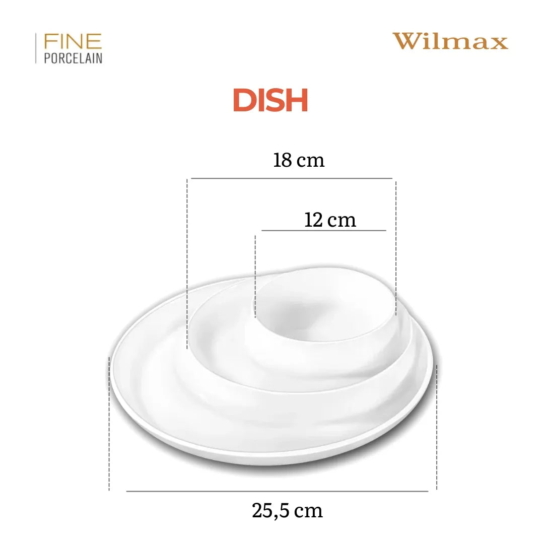 Wilmax Geteilter Servierteller 25,5 cm Weiß aus Porzellan