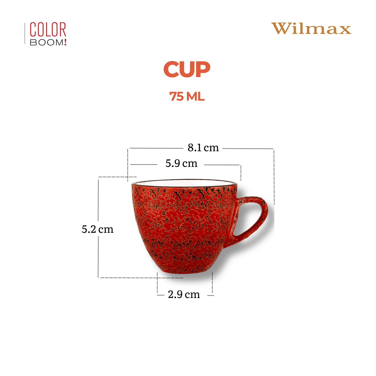 Wilmax Tasse 75 ml Rot aus Porzellan