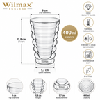 Wilmax Doppelwandiger Thermobecher 400 ml Transparent aus Glas