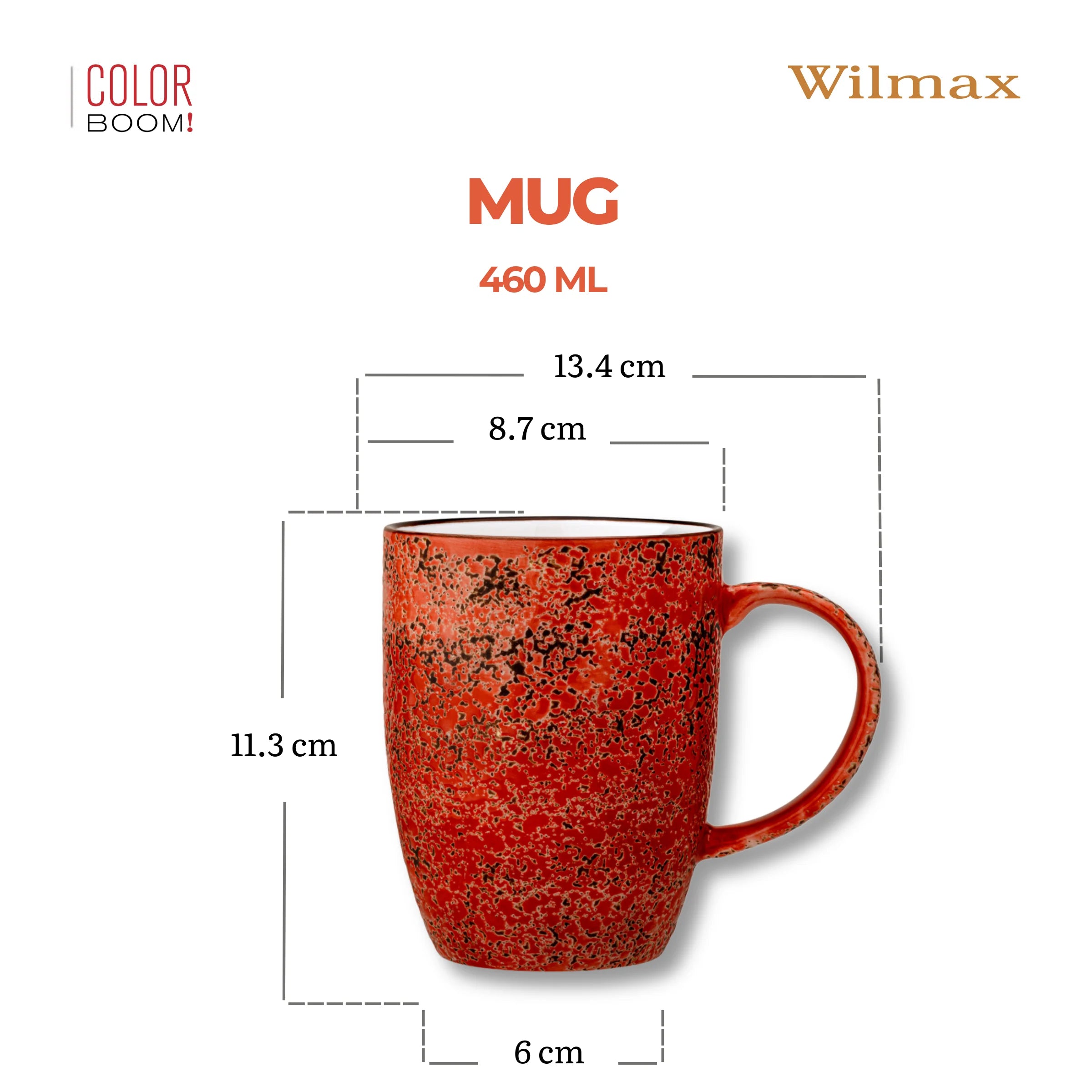 Wilmax Becher 460 ml Rot aus Porzellan