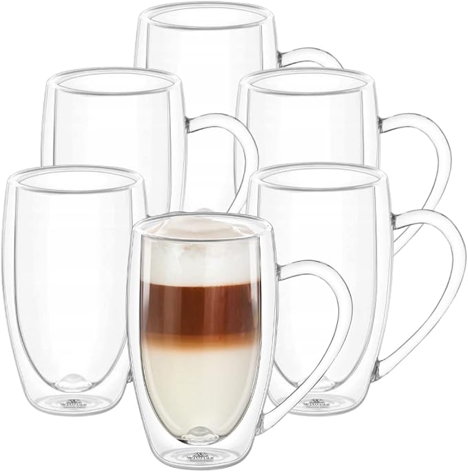 Wilmax Doppelwandiger Thermobecher 500 ml 6er-Set Transparent