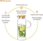 Wilmax Krug 1500 ml mit Bambusdeckel Transparent aus Thermoglas