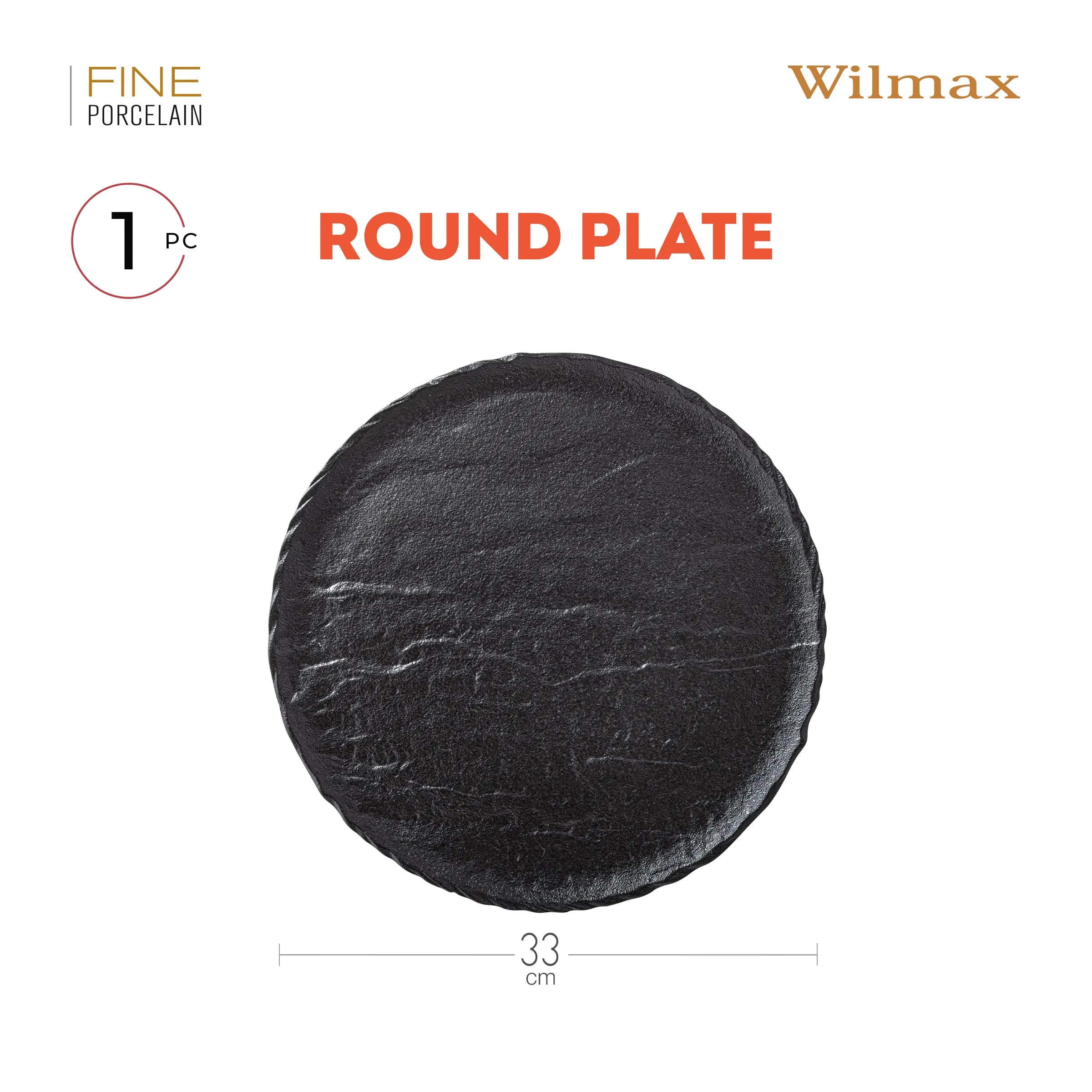 Wilmax Teller SlateStone Rund Schwarz 33 cm Porzellan WL-661129/A