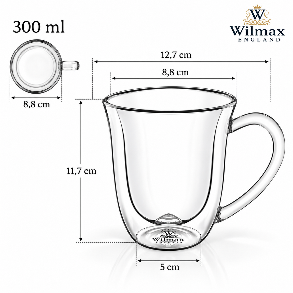 Wilmax Doppelwandiger Becher 300 ml 2er-Set Transparent