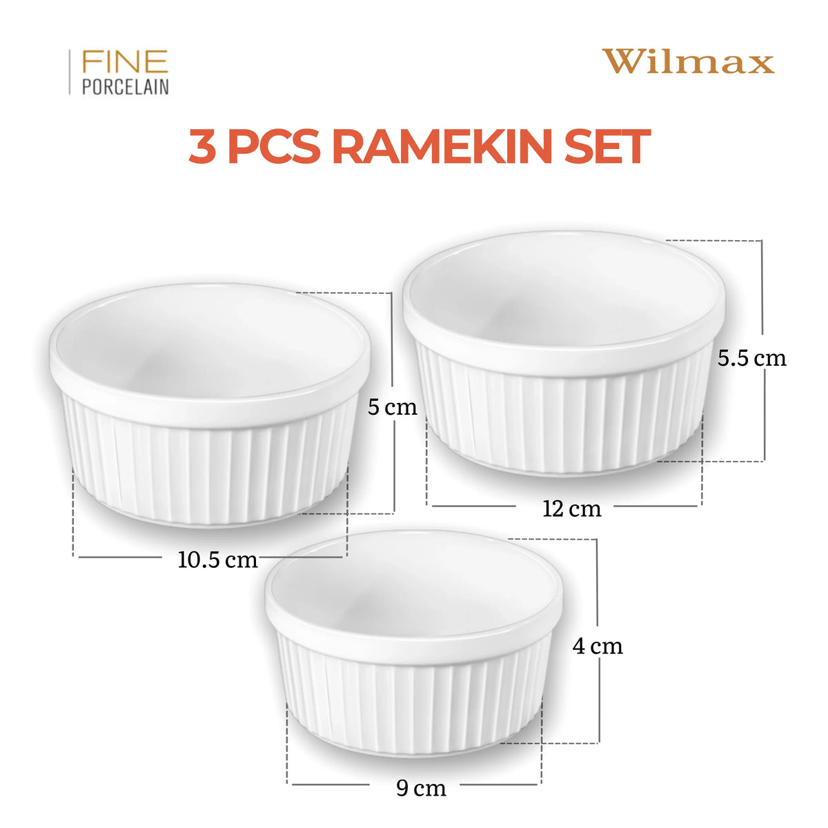 Wilmax Ramekin 3-teilig Weiß aus Porzellan