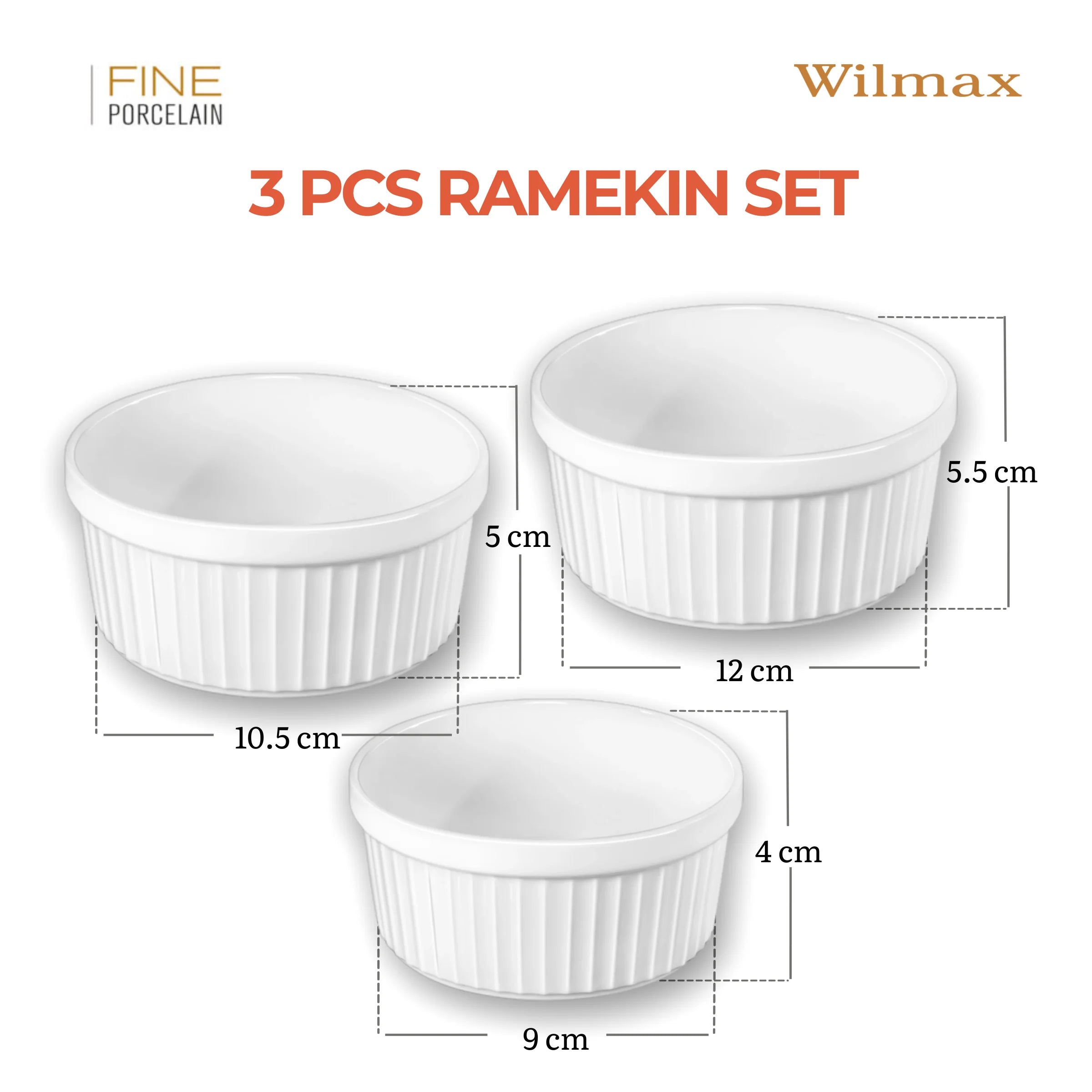 Wilmax Ramekin 3-teilig Weiß aus Porzellan