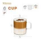 Wilmax Kaffeetasse 160 ml 6er-Set Transparent aus Borosilikatglas