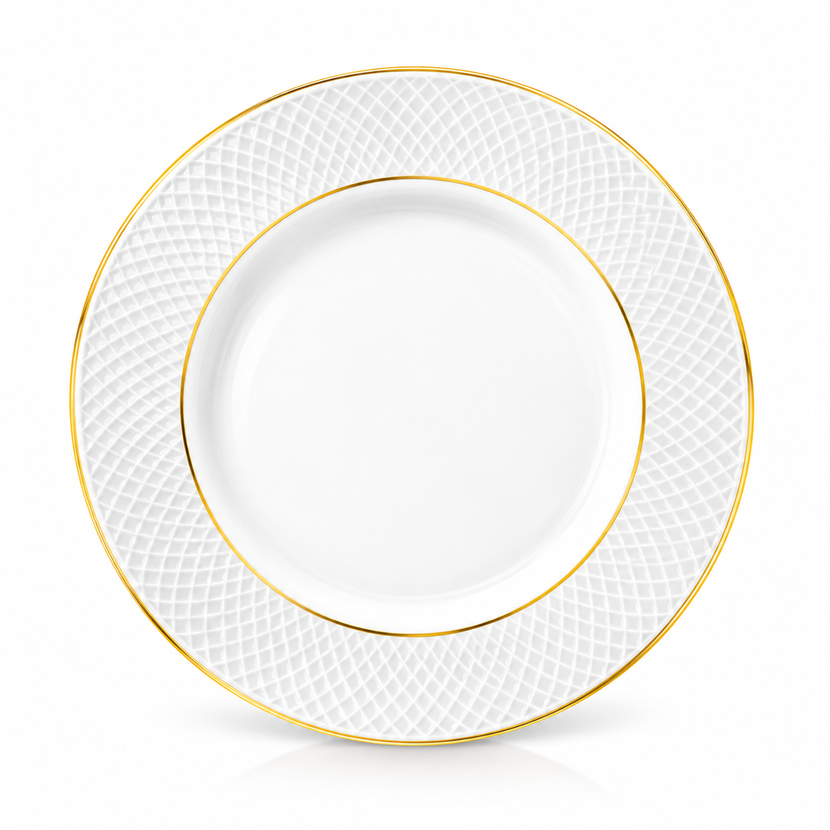Wilmax Dessertteller 20 cm Weiß mit Goldlinien aus Porzellan