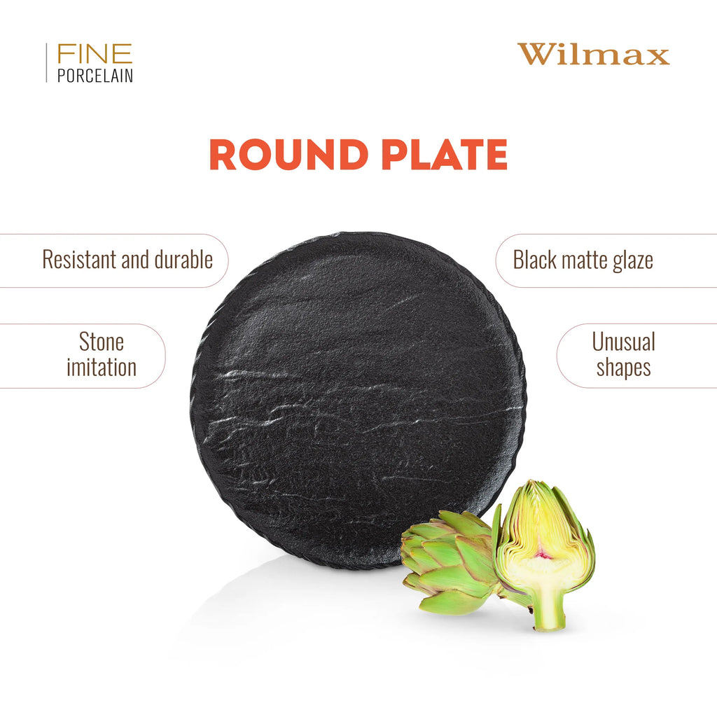 Wilmax Teller SlateStone Rund Schwarz 33 cm Porzellan WL-661129/A