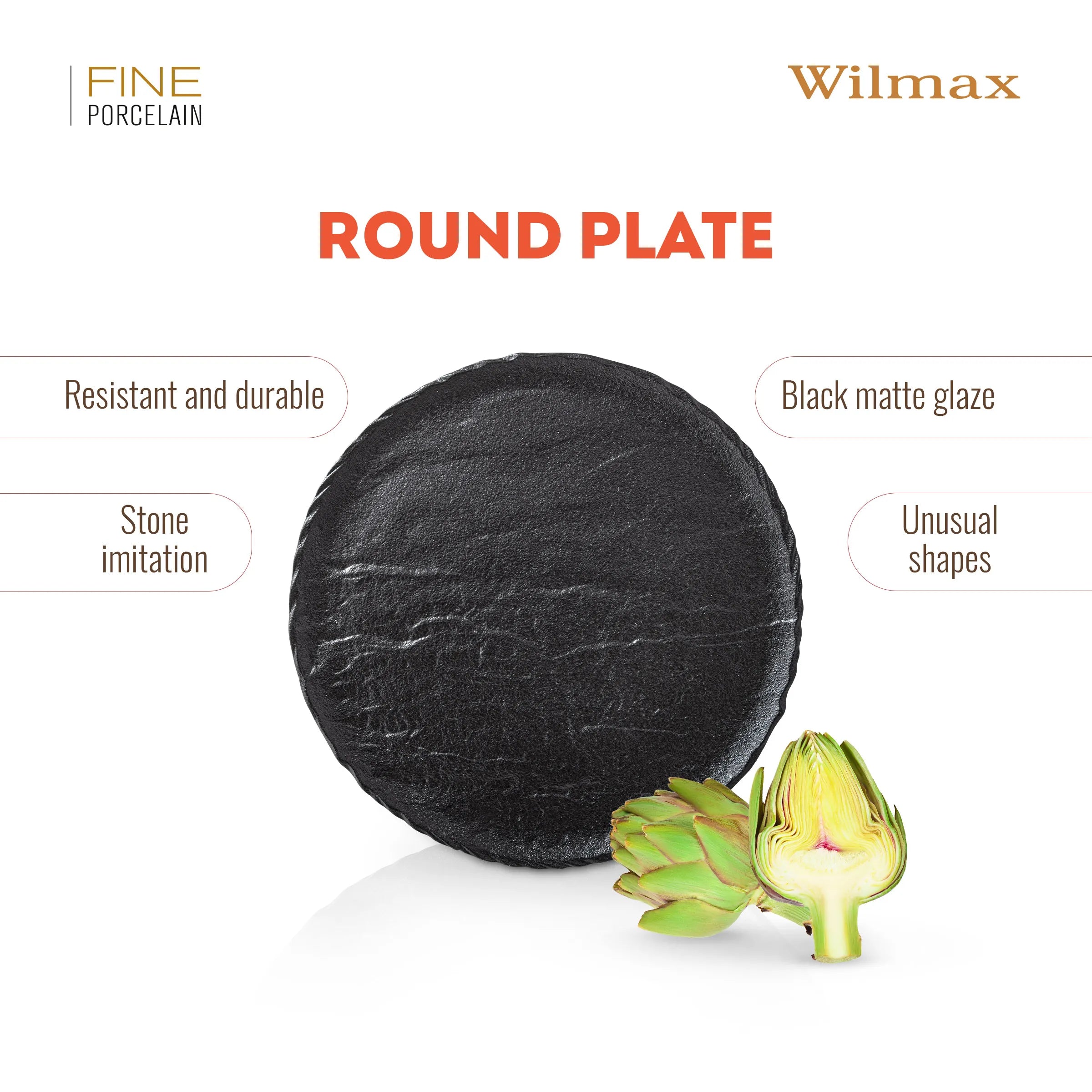 Wilmax Teller SlateStone Rund Schwarz 33 cm Porzellan WL-661129/A