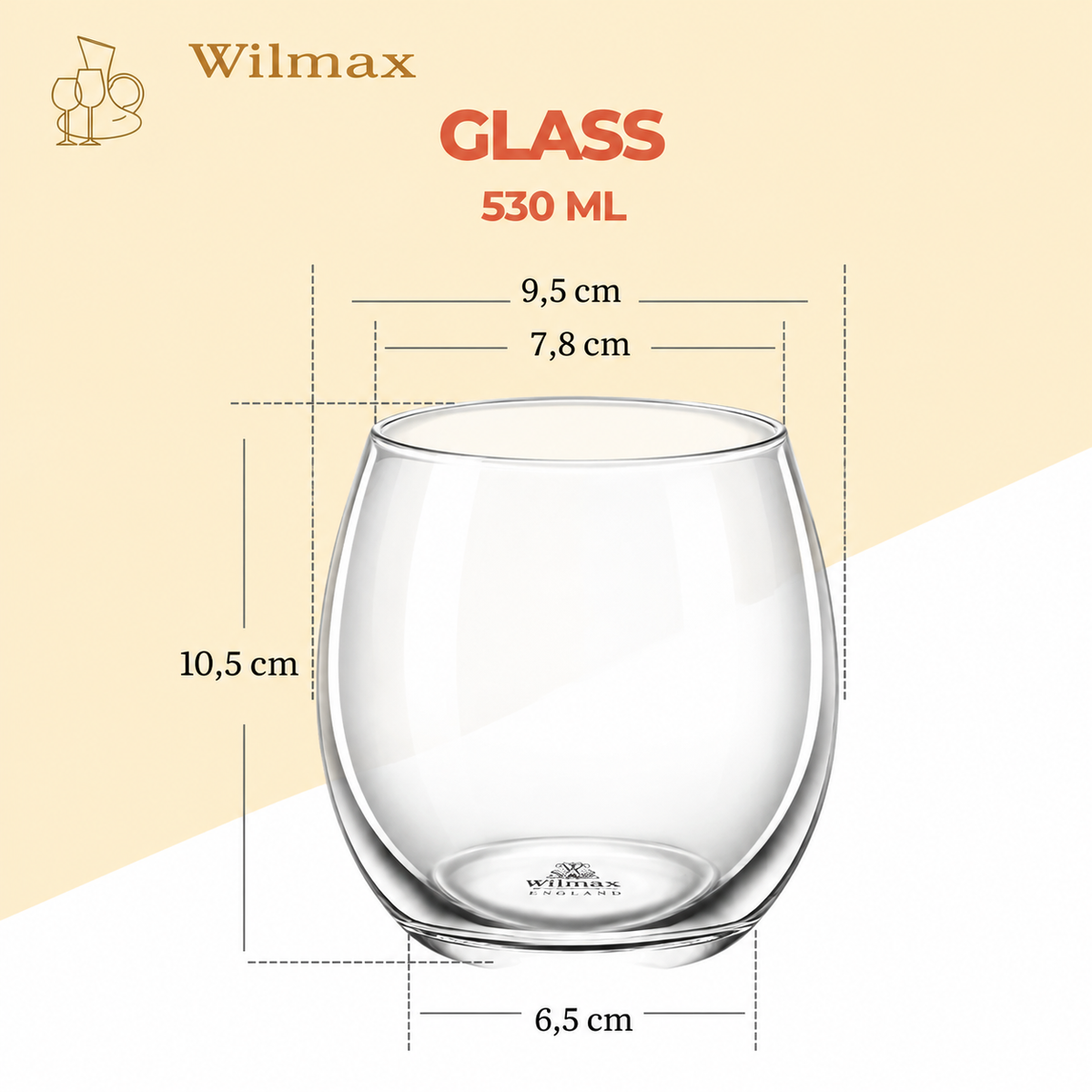 Wilmax Thermoglas 530 ml 6er-Set Transparent aus Borosilikatglas