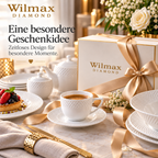 Wilmax Tasse mit Untertasse 240 ml 6er-Set Weiß aus Porzellan