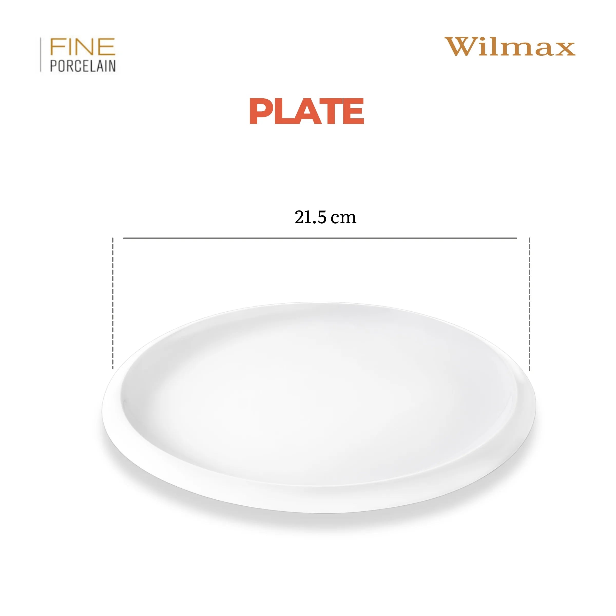 Wilmax Dessertteller 21,5 cm Weiß aus Porzellan