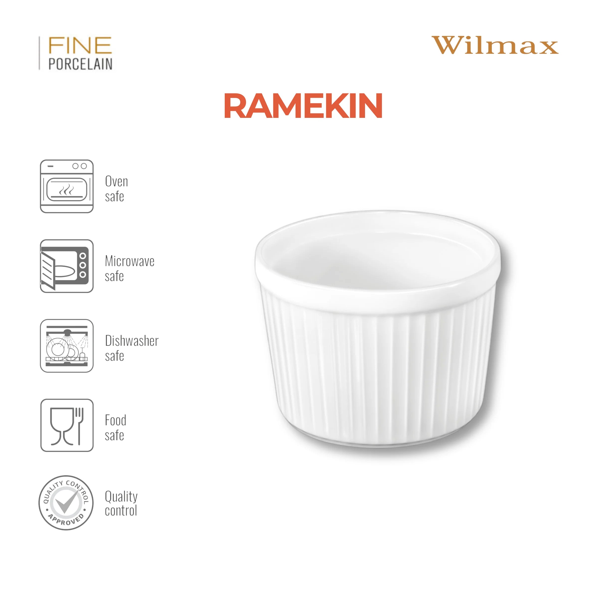 Wilmax Ramekin Ø 8,5 cm 260 ml Weiß aus Porzellan