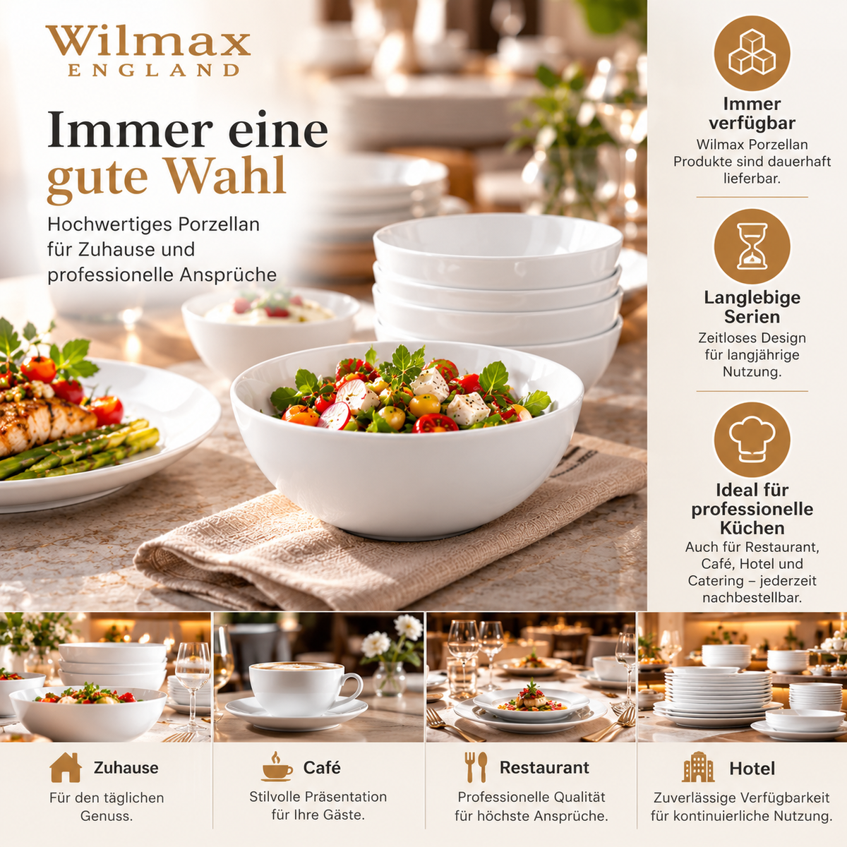 Wilmax Schale 11 cm 300 ml 6er-Set Weiß aus Porzellan