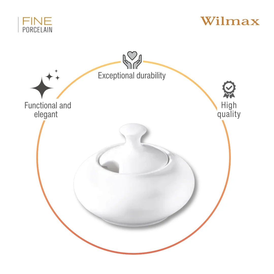 Wilmax Zuckerdose mit Deckel 550 ml Weiß aus Porzellan