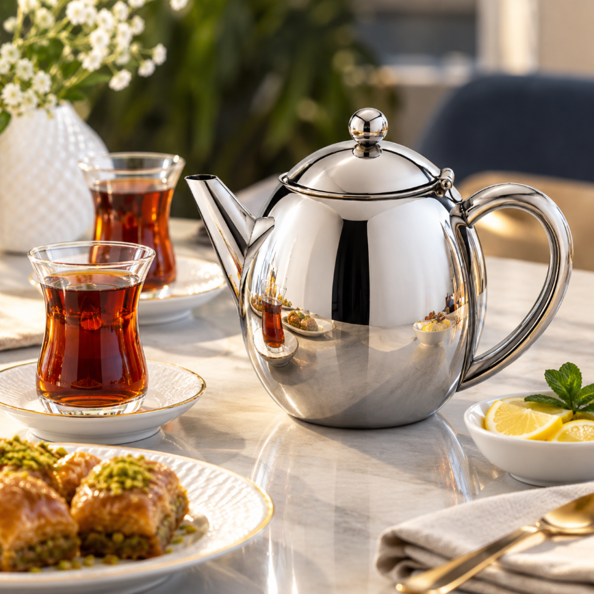 Wilmax Isolierkanne 1200 ml Doppelwandig aus Edelstahl mit Teefilter Silber