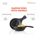Wilmax Backform mit Griff 24 × 15 cm 500 ml Schwarz aus Porzellan