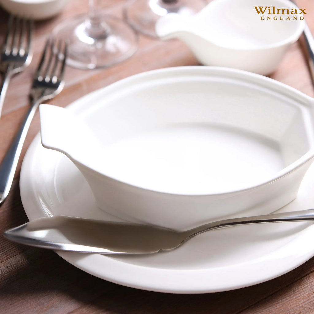 Wilmax Ovale Backform 22 cm Weiß aus Porzellan