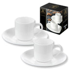 Wilmax Espressotassen mit Untertassen 90 ml 2er-Set Weiß aus Porzellan